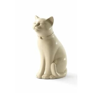 Vintage Wales Cat Figurine Eclipse Stone Casting Cream Minimalist 3.75”
